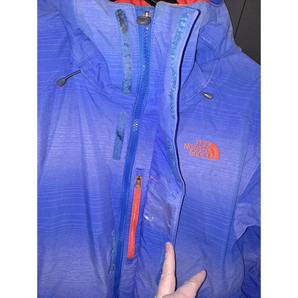 The North Face Blue Ombre Ski Jacket Mens Small Hooded Technical Shell Orange